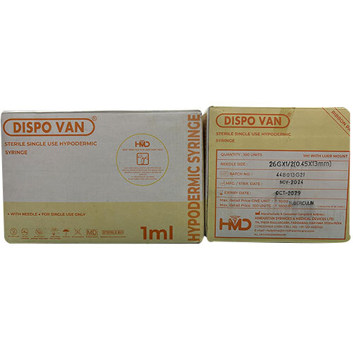 Single Use Hypodermic Syringe 1ML