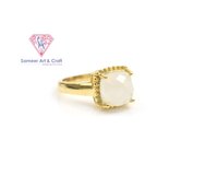 18k Gold Plated Cushion Shape Rainbow Moonstone Ring