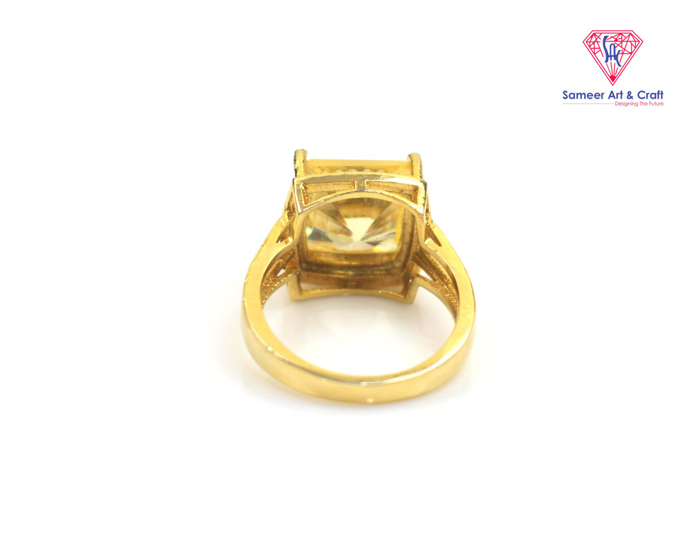 Brass with Gold Plated Citrine Gemstone Party Ring