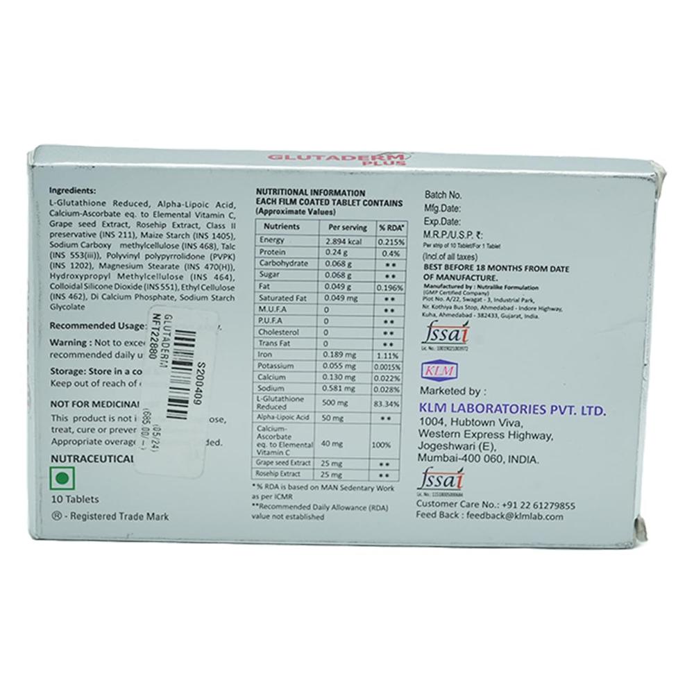Glutaderm Plus Tablets - Drug Type: General Medicines
