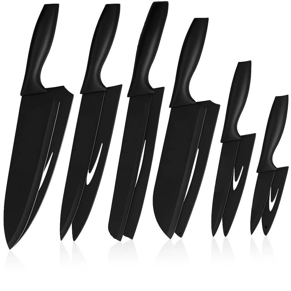 6 Pcs Kitchen Knife Set with Covers