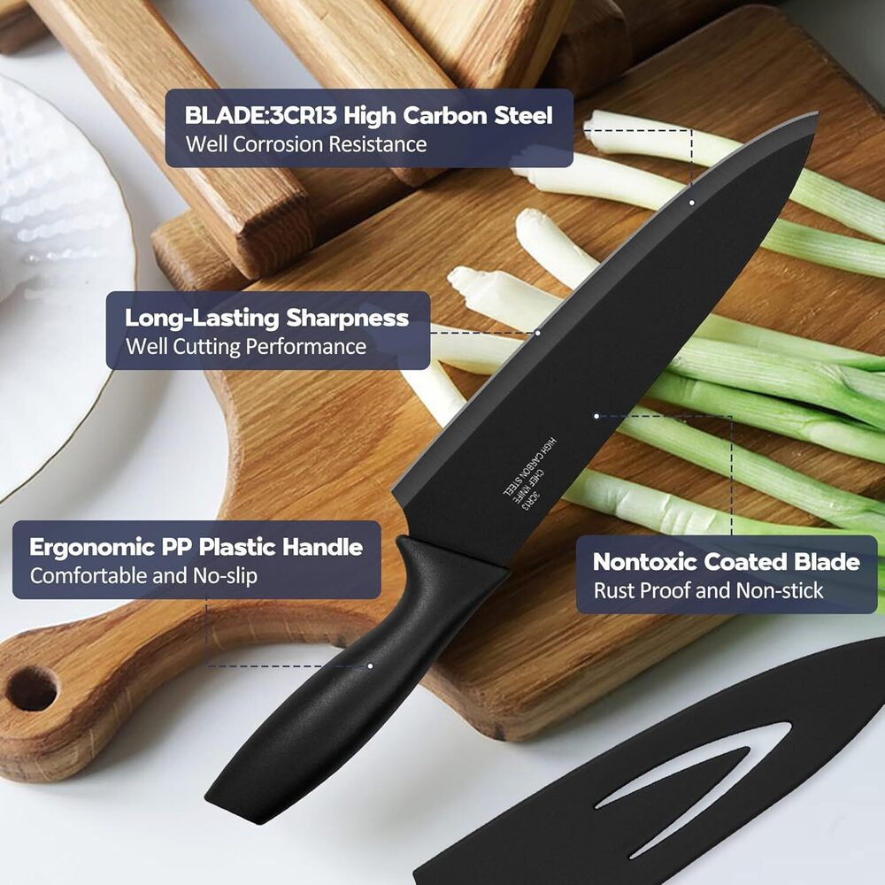 6 Pcs Kitchen Knife Set With Covers