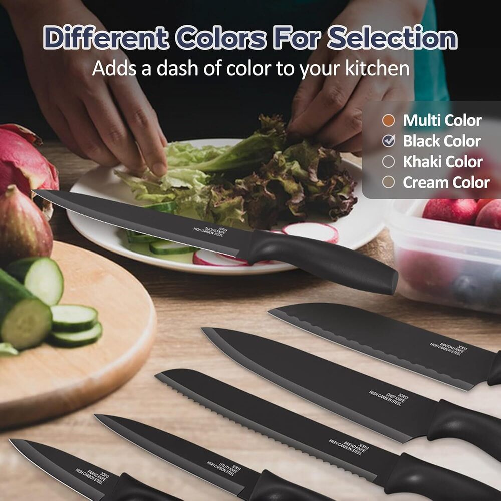 6 Pcs Kitchen Knife Set With Covers