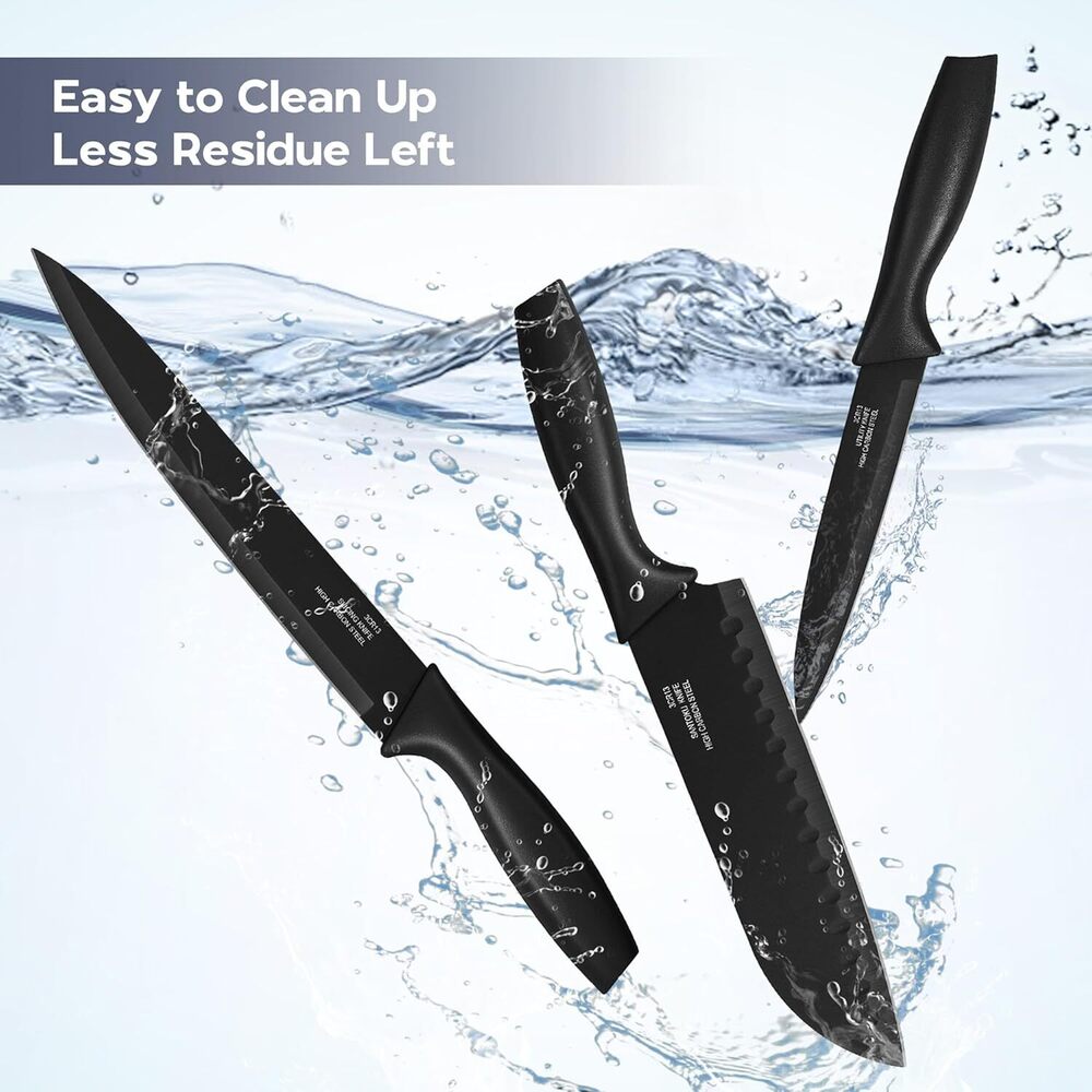 6 Pcs Kitchen Knife Set With Covers