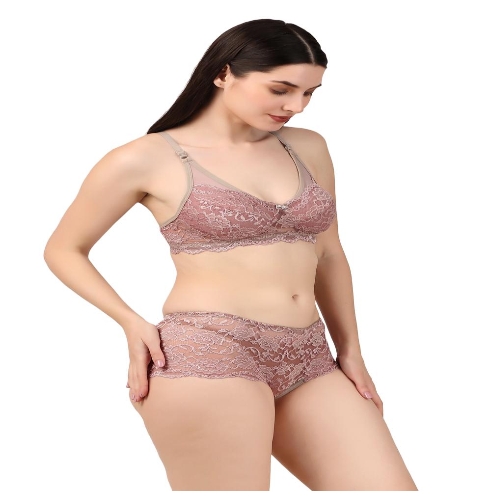 Net Bra Pnty Set Boy Short Panty - Color: Multicolour