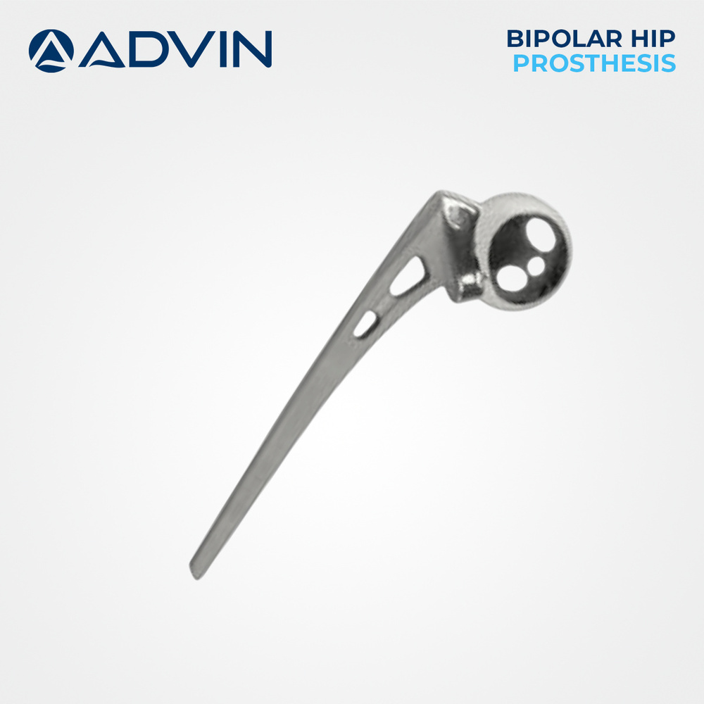 Bipolar Hip Prosthesis - Stainless Steel / Titanium Alloy / Cobalt-chromium Alloy, Standard Surgical Sizes, Metallic Silver / Polished - Dual Articulation, Modular Design, Corrosion Resistant, Precision Machined