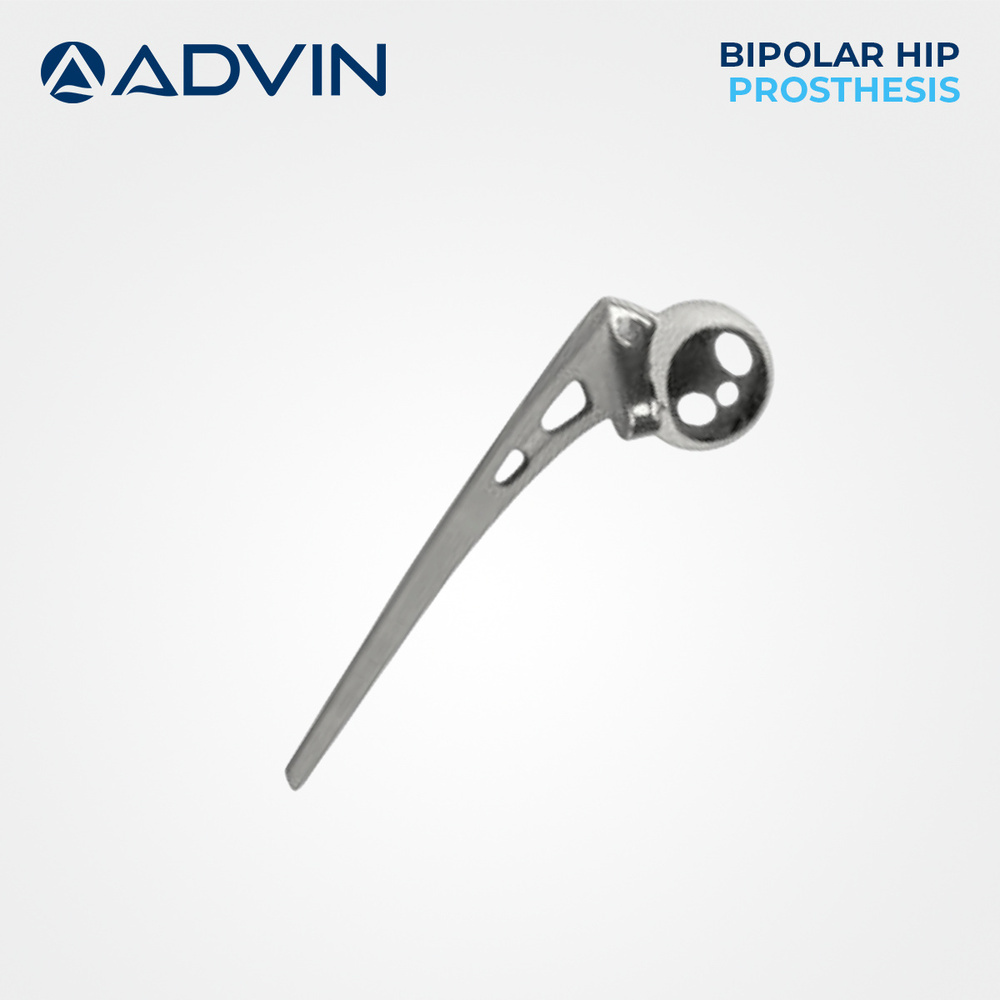 Bipolar Hip Prosthesis - Stainless Steel / Titanium Alloy / Cobalt-chromium Alloy, Standard Surgical Sizes, Metallic Silver / Polished - Dual Articulation, Modular Design, Corrosion Resistant, Precision Machined