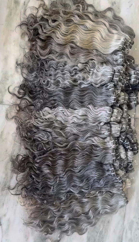 Natural Grey Temple Silky And Softy Hair - Human Hair Type: Indian