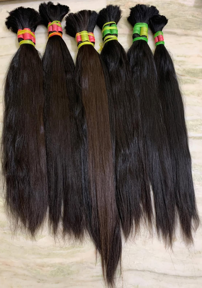 Natural Straight Temple Virgin Single Donar Hair - Color: Black