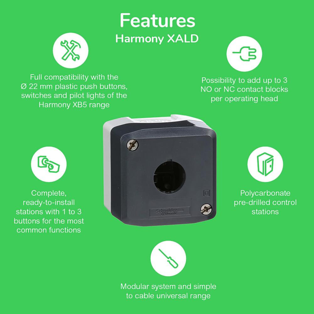 Zenl1121-harmony, 22mm Push Button, Contact Block, Panel Mount, 1 Nc, Screw Clamp Terminal - Current Rating: 3 A 240 V
