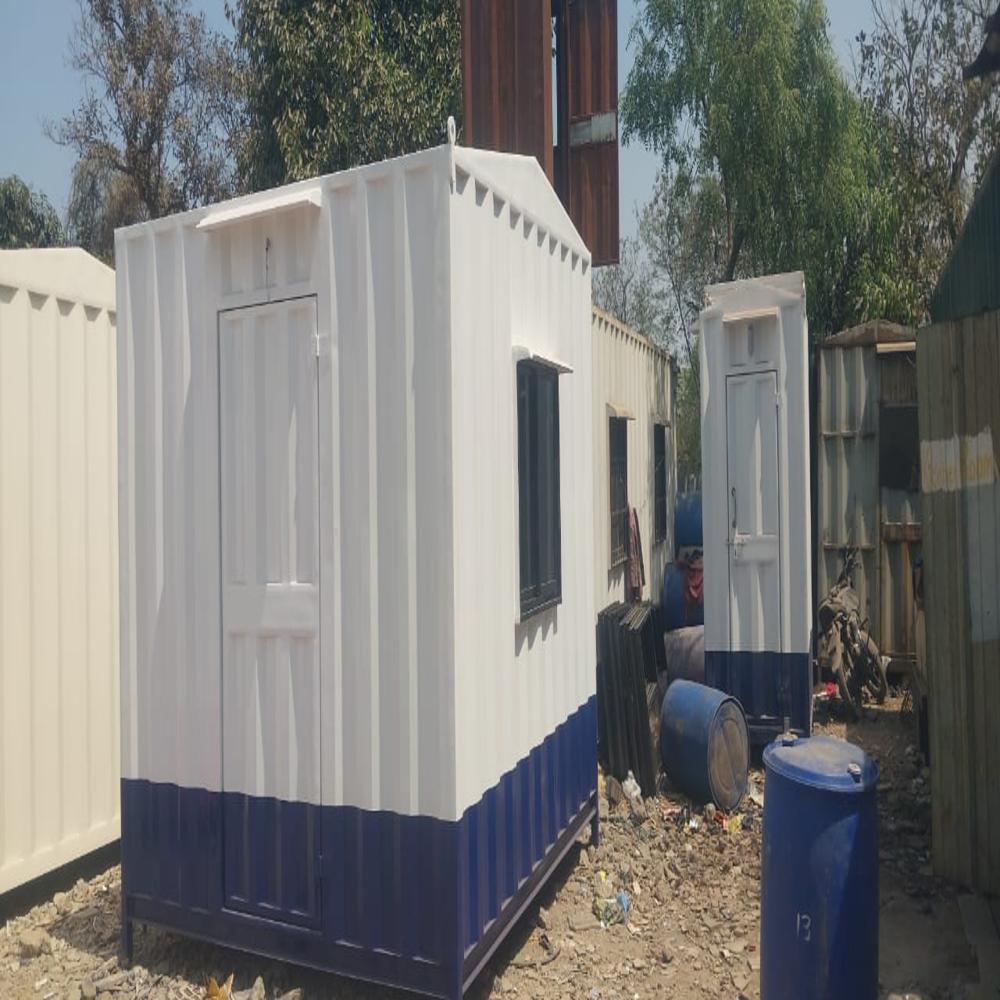 Ms Portable Office Cabin - Container Material, 6.5x3x7 Foot, White And Blue Color | High Wind Resistance, Vinyl Flooring, Sliding Window, 3000 Kg Floor Load