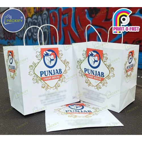 Multi Color Paper Carry Bag Small - Color: White