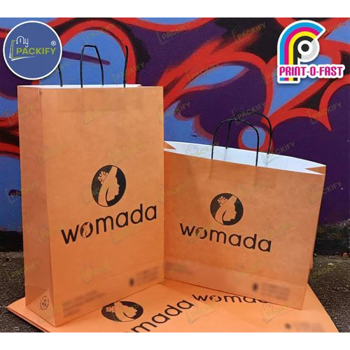 Multi Color Paper Carry Bag Medium - Color: Brown