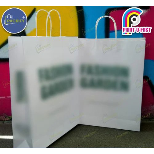 White Kraft Paper Carry Bag Large - Load Capacity: 5 Kilograms (Kg)