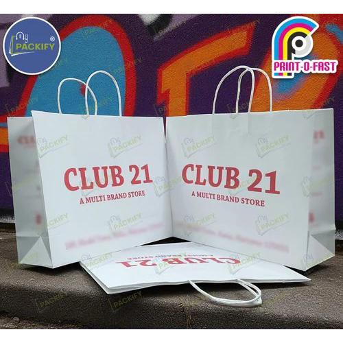 White Kraft Paper Carry Bag Medium - Load Capacity: 5  Kilograms (Kg)