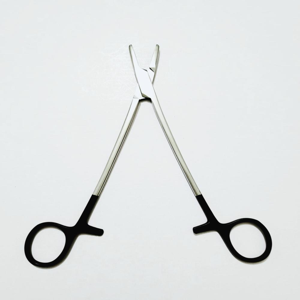 Needle Holder Black Handle 8 Inch - Color: Silver