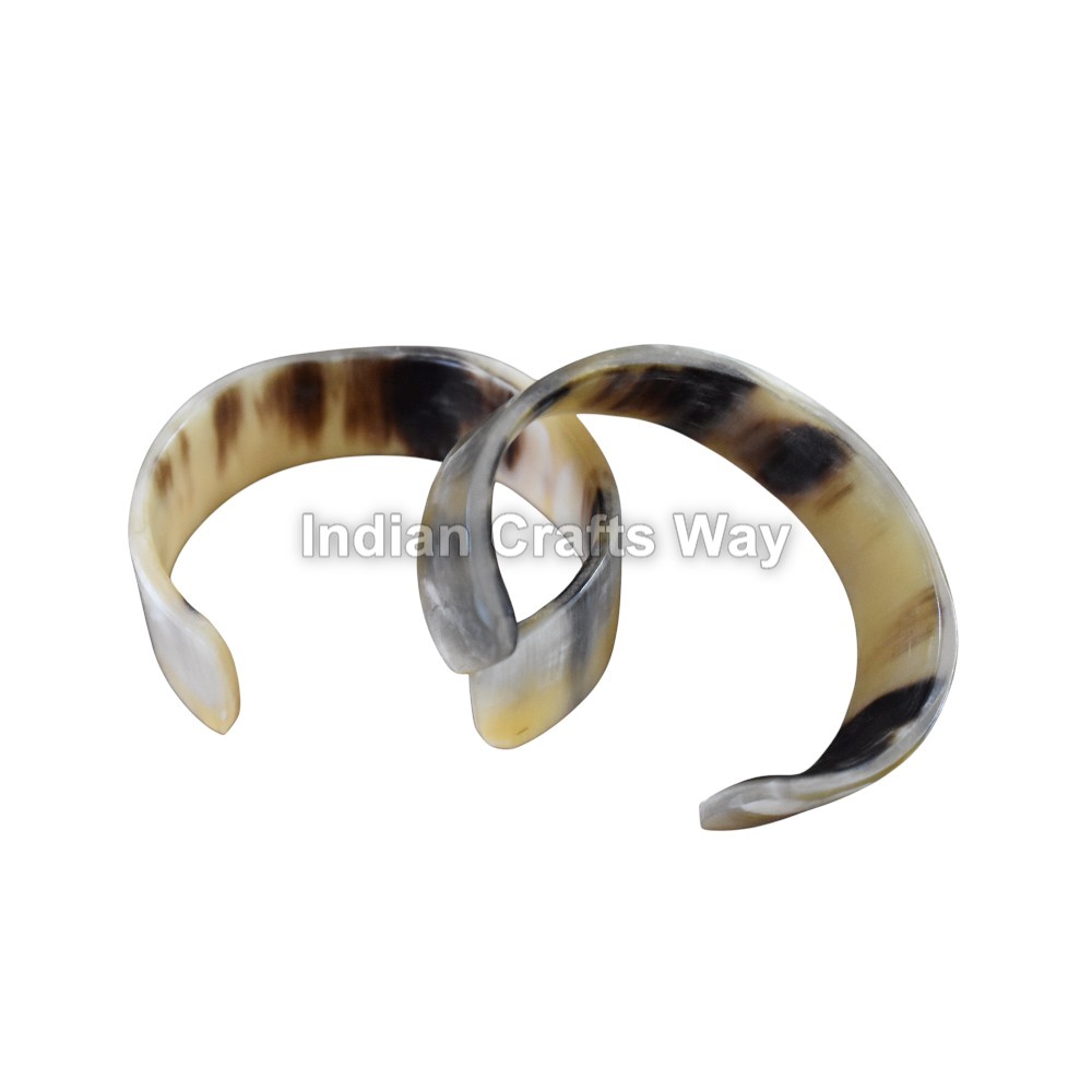Hand Crafted Medieval Horn Bangle Set Of 2 - Color: Natural