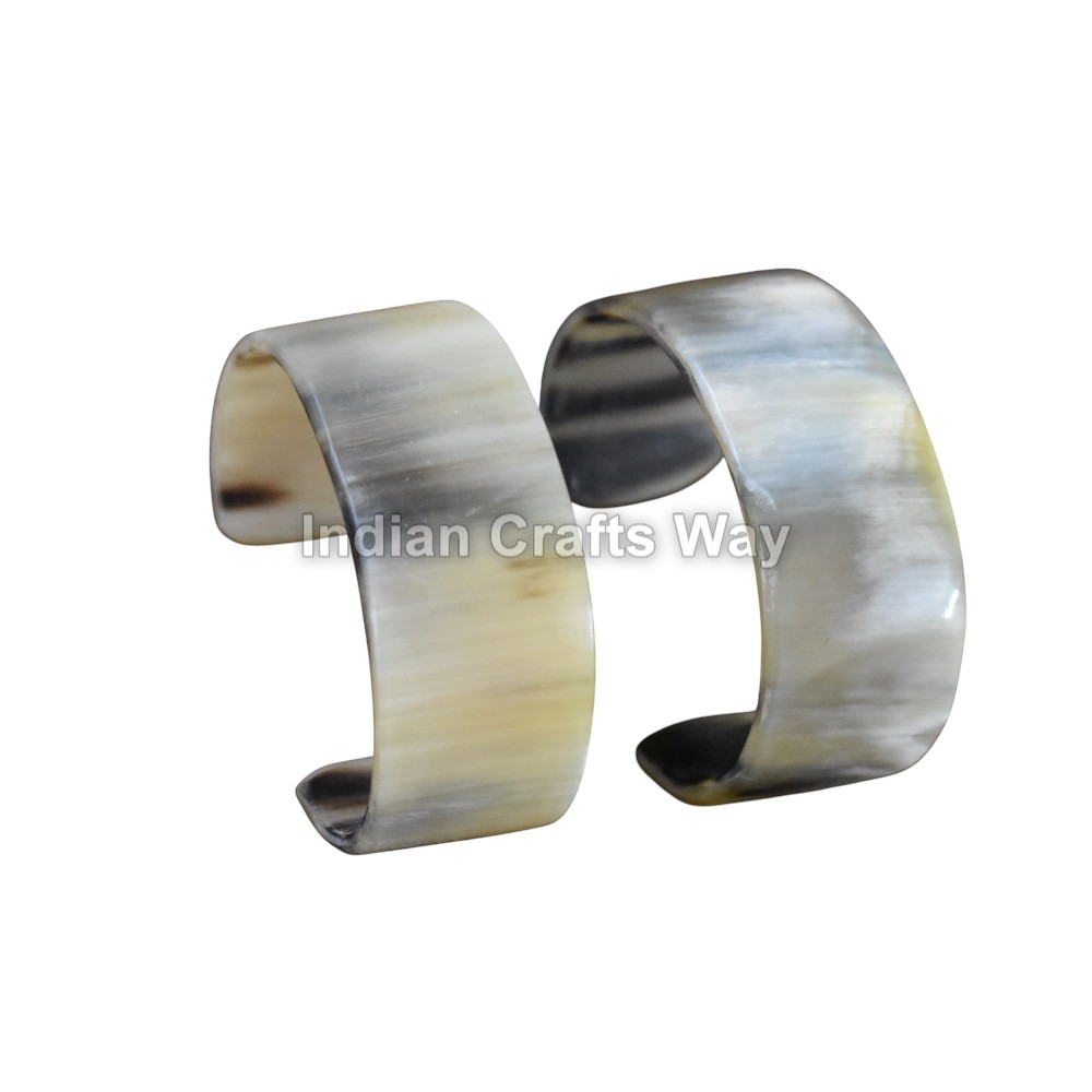 Hand Crafted Medieval Horn Bangle Set Of 2 - Color: Natural