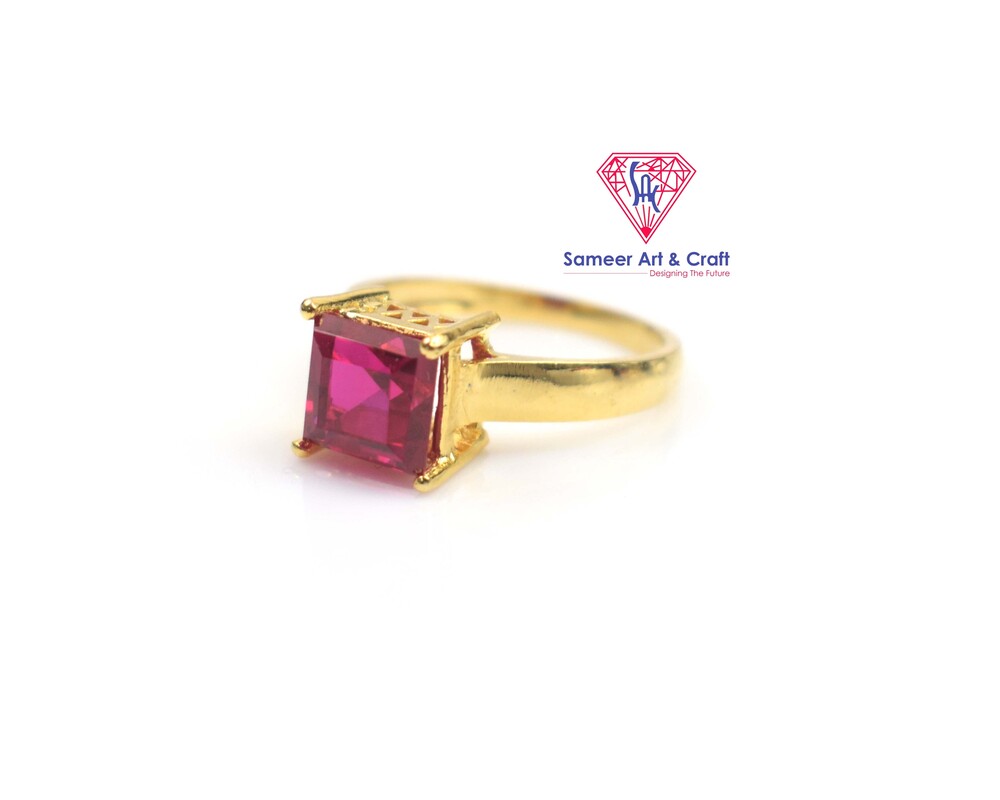 Pink Cubic Zirconia Brass With 18K Gold Plated Fashion Ring