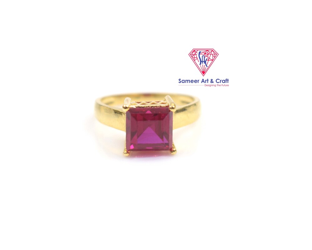 Pink Cubic Zirconia Brass With 18K Gold Plated Fashion Ring