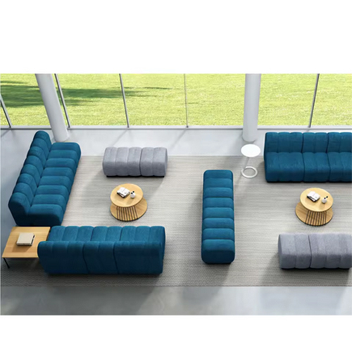Public Waiting Area Modular Sofa Sectional Project Furniture Business Reception Lounge Sofa - Color: Blue