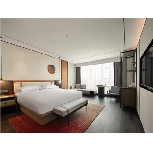 Hotel Room Furniture Factory Modern Hotel Bedroom Sets American Wooden Hotel Bedroom Furniture Set - Color: Brown / White