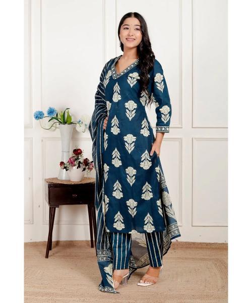 Pure Cotton Kurti & Pant with Dupatta