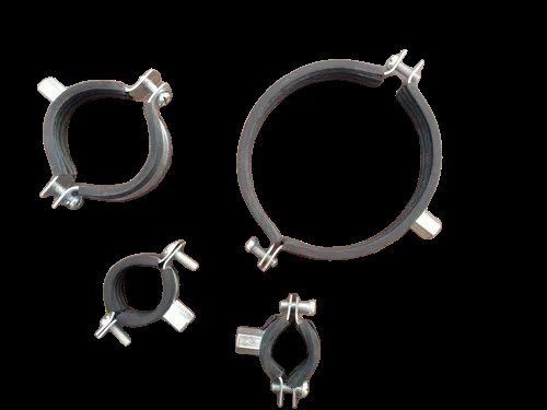 Round 1-2 Inch Rubber Lined Split Clamps - Color: Silver And Black