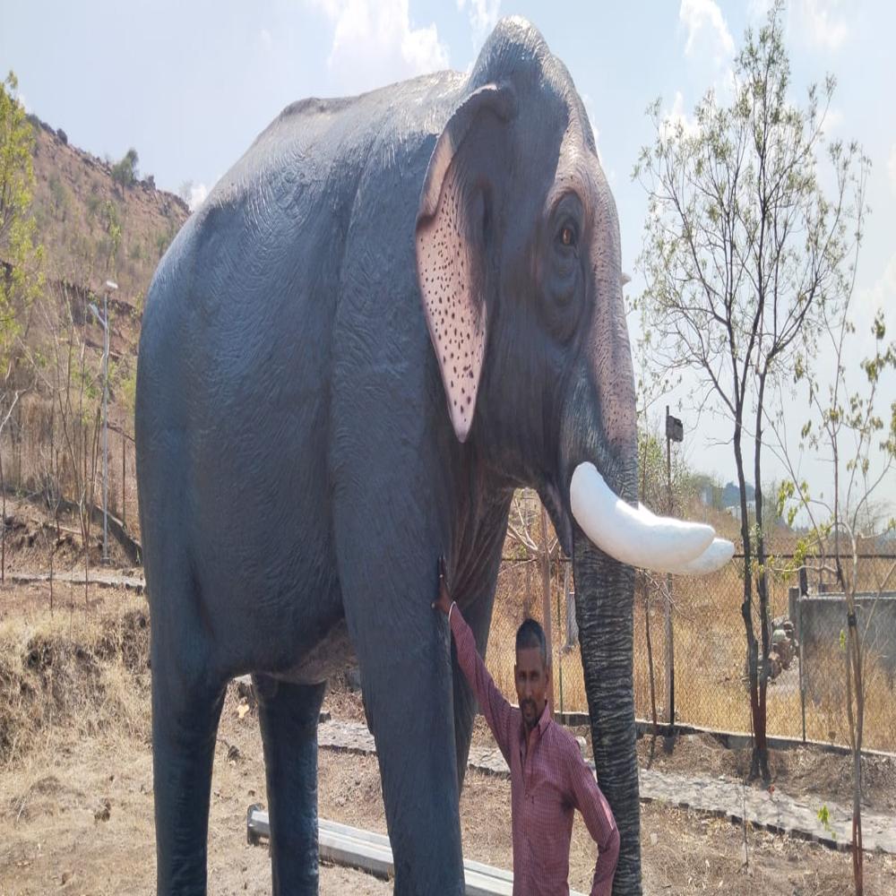 Fiber Elephant Statue - Color: Black