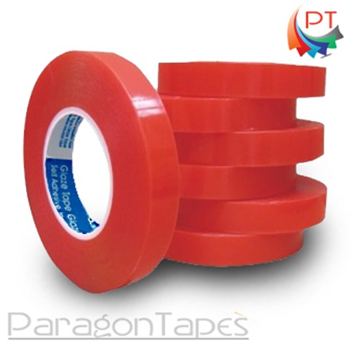 140 Mic Red Double Sided Polyester Tape - 20-50 Meter Length, 12400 Millimeter Width | Solvent Adhesive, Ideal For Indoor/outdoor Sign Mounting