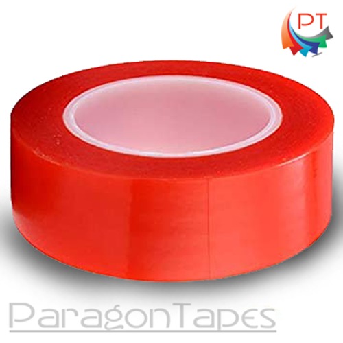 140 Mic Red Double Sided Polyester Tape - 20-50 Meter Length, 12400 Millimeter Width | Solvent Adhesive, Ideal For Indoor/outdoor Sign Mounting