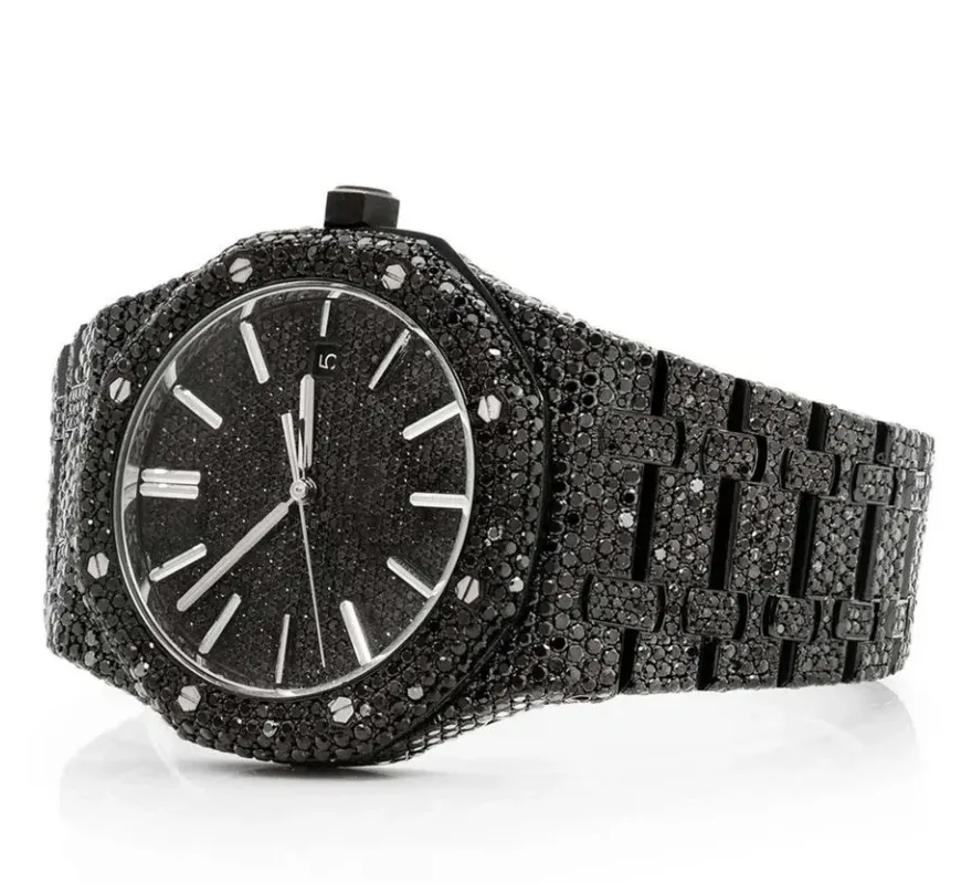 Luxury 41mm Square Analog Quartz Watch Customized Black Stainless Steel Glass Roman Numeral Fashion Business Accessory Miyota.