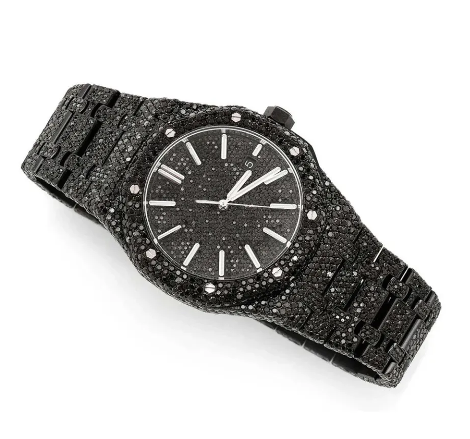 Luxury 41mm Square Analog Quartz Watch Customized Black Stainless Steel Glass Roman Numeral Fashion Business Accessory Miyota.