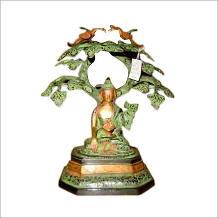 Bodhi Tree Buddha Statue - Metal, Antique Design, Coated Finish | Durable, Portable, Religious Theme, Seamlessly Crafted for Spiritual Devotion