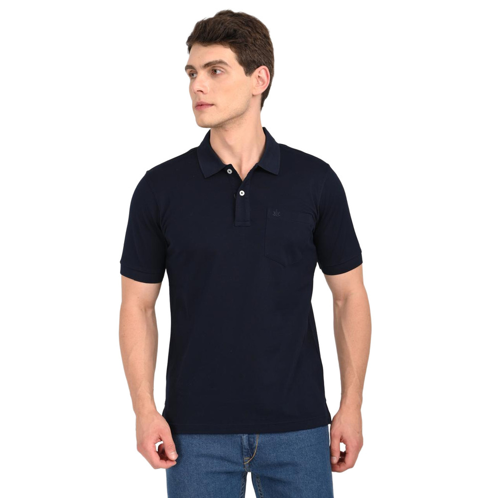 Men;S Cotton Dark Navy Mercerized Polo Premium T-Shirt - Age Group: Adult
