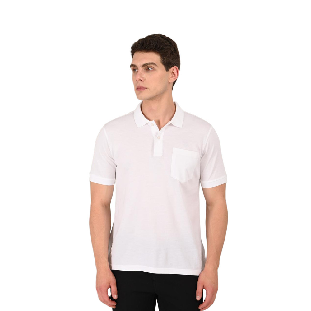 Men's 100% Cotton White Mercerized Polo Premium T-Shirt