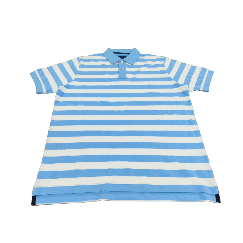 220 Gsm Blue And White Mens Striped Pique Polo T-Shirt - Age Group: Adult
