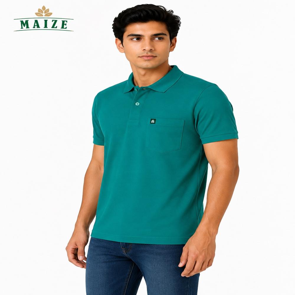 Mens Garment Dye Pique Polo T-Shirt