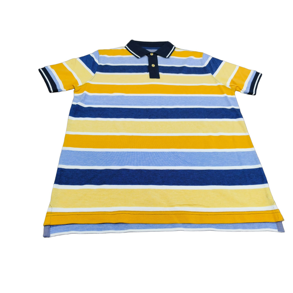 Men's Half Sleeves Striped Pique Polo With Collar