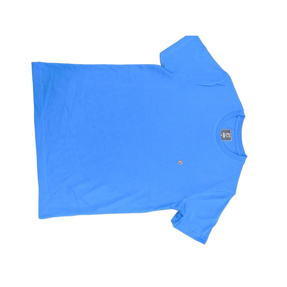 Mens Round Neck Blue T-Shirt - Feature: Machine Wash / Hand Wash