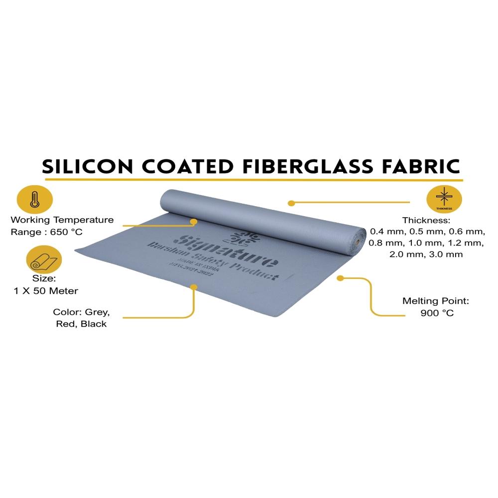 Signature Silicon Coated Fiberglass - 1x2m, 0.6mm Thickness | Waterproof, Weatherproof, Airproof, Chemical Proof, Reusable, High Temp Resistance