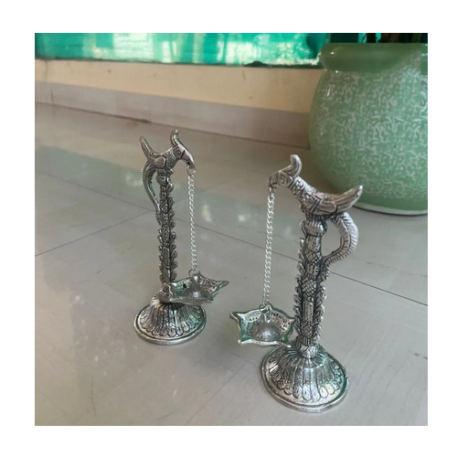 Small Antiqueparrot Hanging Divideepam Pair - Color: Silver