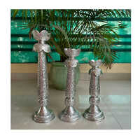 German Silver Beautifully Carved Candle Stand Holders Set