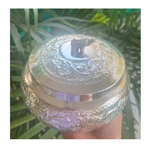 German Silver Round Small Elephant Lid Box