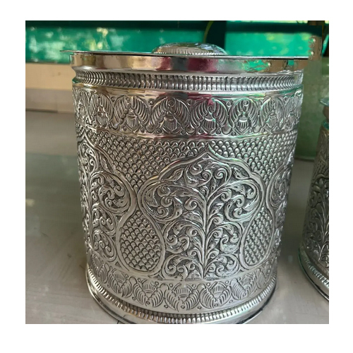 German Silver Medium Grain Container - Design: Antique