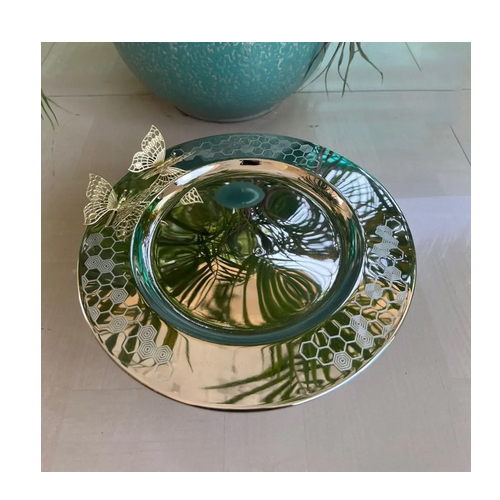 Round Mirror Like Finish Silver Plated Cake Stand