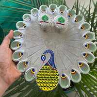 9 Inch Peacock Thali Platter - Color: Silver
