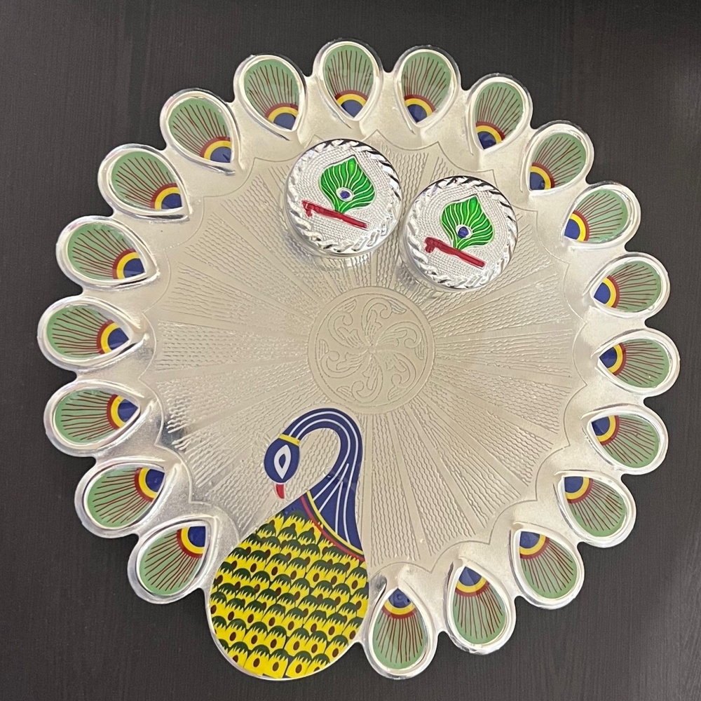 9 Inch Peacock Thali Platter