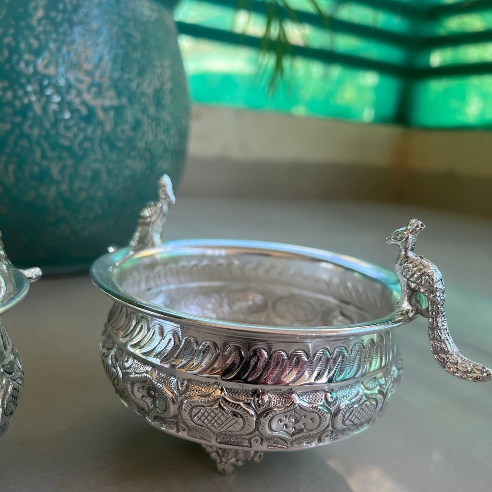 5 Inch Silver Replica Peacock Bowl