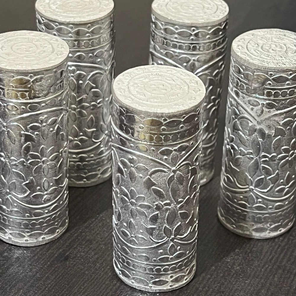 German Silver Sleek Cylinder Shape Manikchand Dibbi